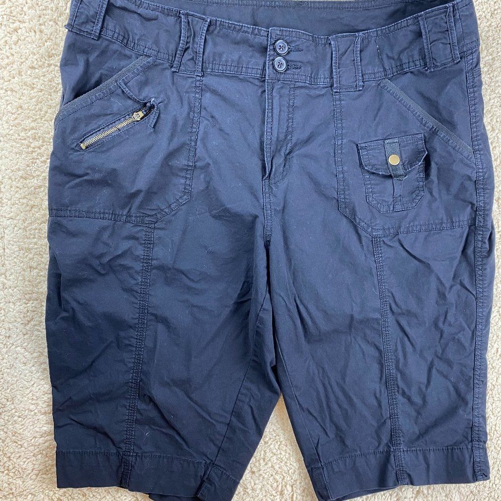 Avenue Women's Plus Sz 16 Long Black Shorts With 6 Pockets